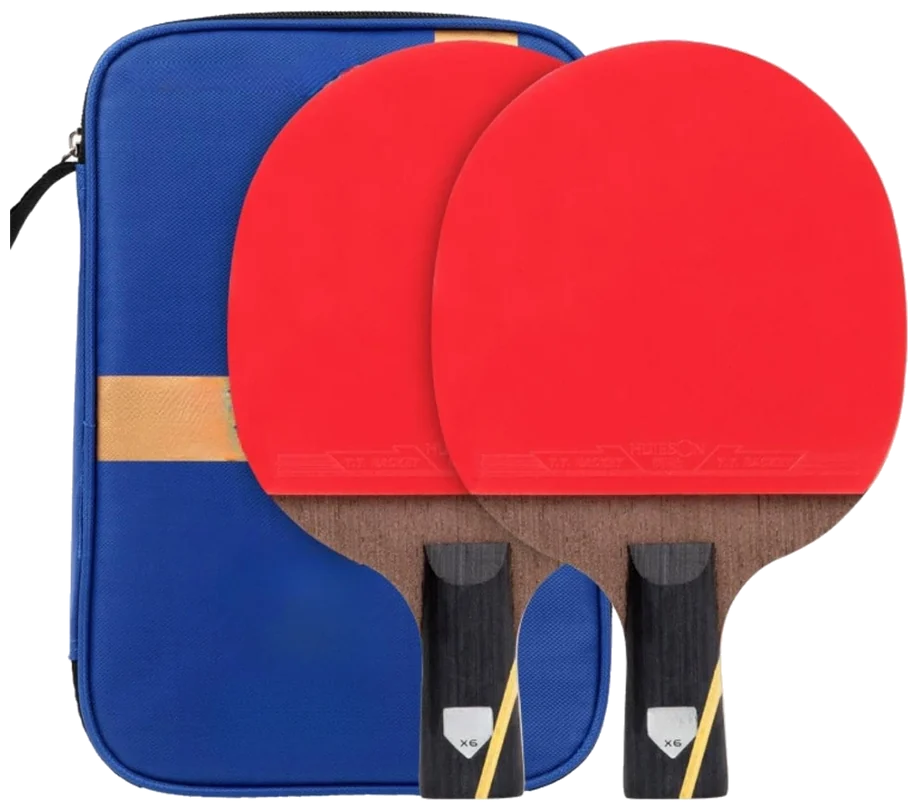 ست دو عددی راکت پینگ‌پنگ ۶ ستاره کربن ونگه قرمز مشکی - 6-Star Carbon Wenge Set of 2