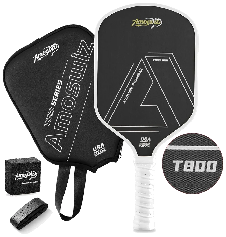 راکت پیکل‌بال آموسویز کربن T800 سفید باریک - Amoswiz T800 Slim