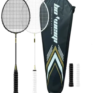 ست دو عددی راکت بدمینتون بیفی کربن ۴U مشکی سفید - BEAPHIE Carbon 4U Set of 2