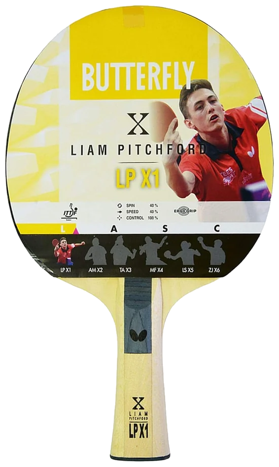راکت پینگ‌پنگ باترفلای لیام پیچفورد LPX1 با رابر آدوی - Butterfly Liam Pitchford LPX1