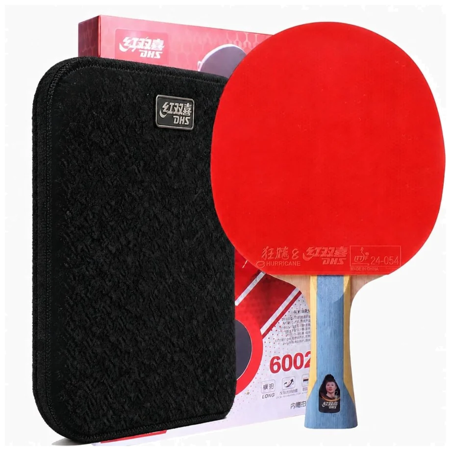راکت پینگ‌پنگ دی‌اچ‌اس ۶۰۰۲ حرفه‌ای دستهٔ شیک‌هند قرمز - DHS 6002 Shakehand