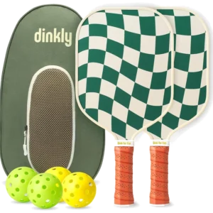 ست دو عددی راکت پیکل‌بال دینکلی گرافیت سبز تیره با ۴ توپ - Dinkly Set of 2