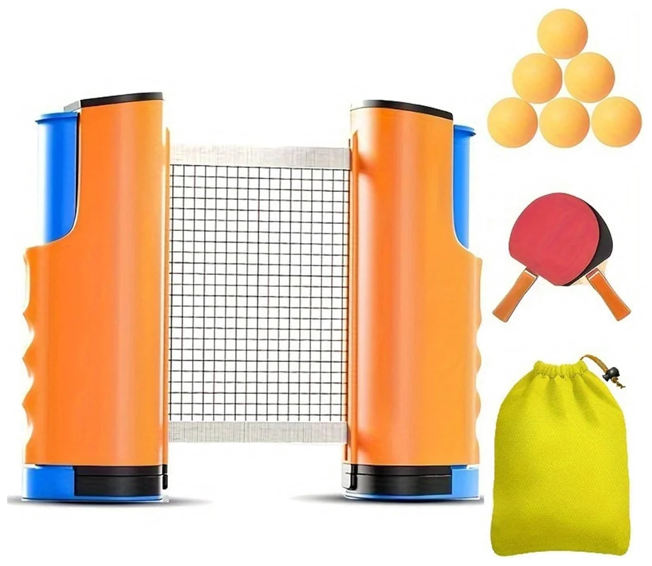 ست راکت پینگ‌پنگ دی‌ام‌جی تک با تور جمع‌شونده و ۶ توپ - DMG Tech Portable Set