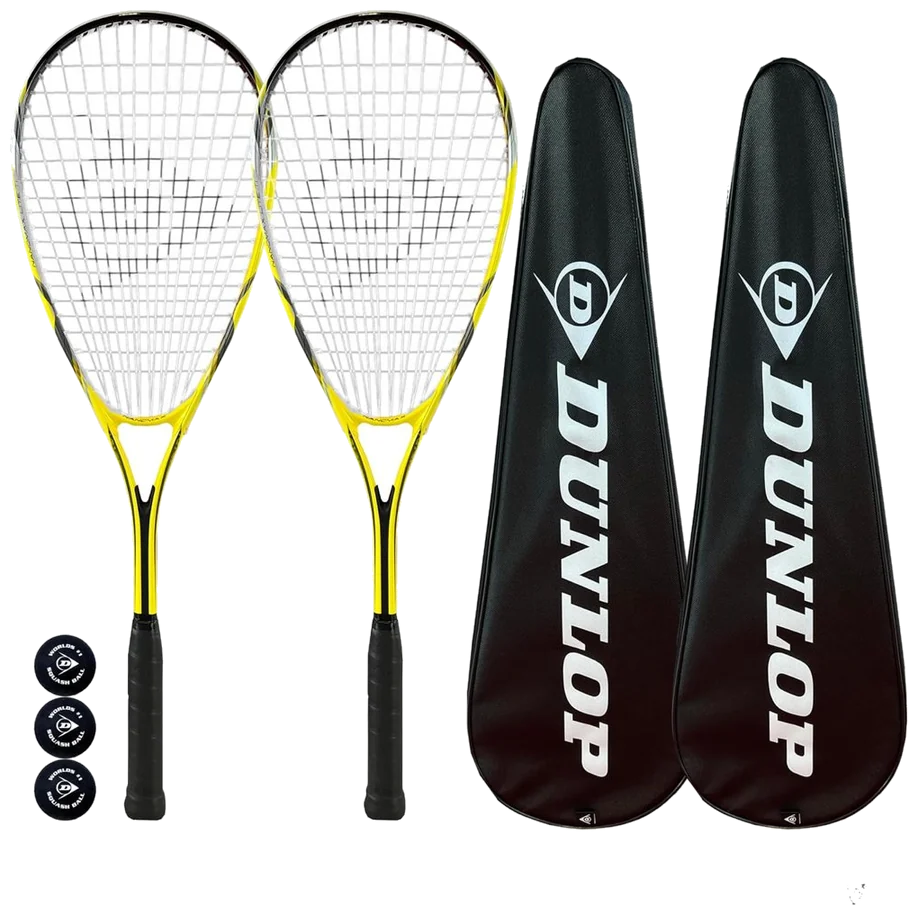 ست دو عددی راکت اسکواش دانلوپ هایپرمکس لایت با ۳ توپ - Dunlop Hypermax Lite Twin Set