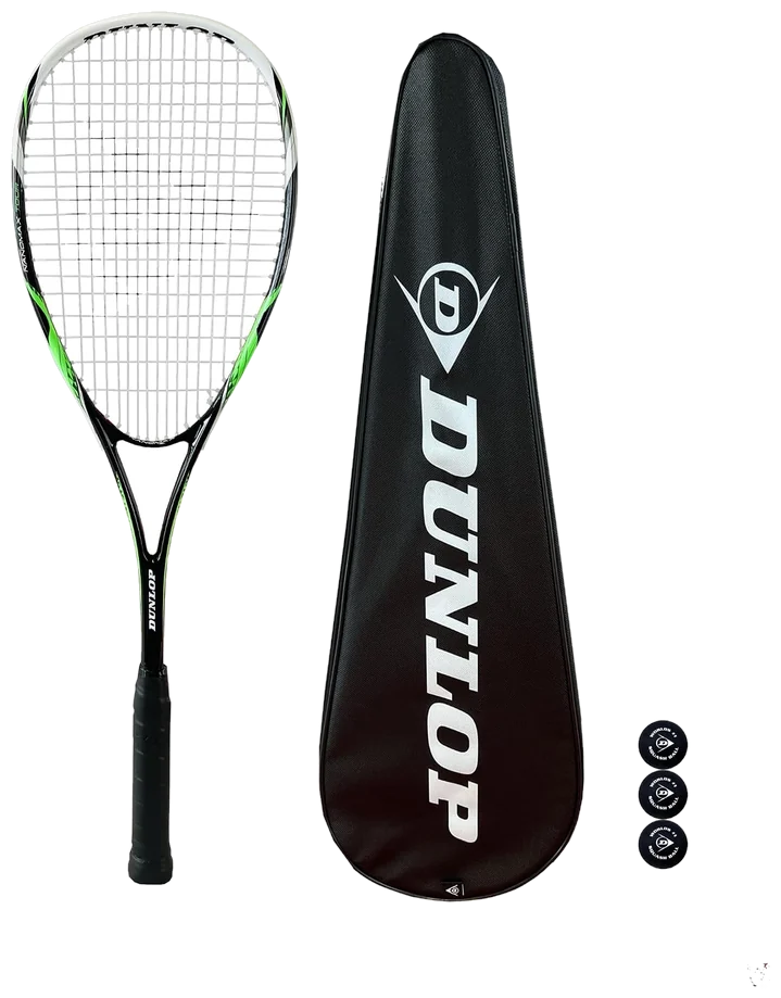 راکت اسکواش دانلوپ هایپرمکس نانو با کاور و ۳ توپ - Dunlop Hypermax Nano