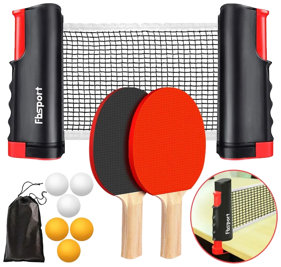 ست راکت پینگ‌پنگ اف‌بی‌اسپورت با تور جمع‌شونده و ساک - FBSPORT Portable Set