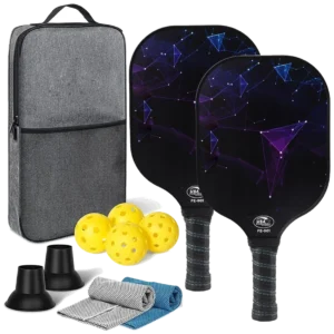 ست دو عددی راکت پیکلبال فایبرگلاس با ۴ توپ، حوله و ساک - Fiberglass Pickleball Set