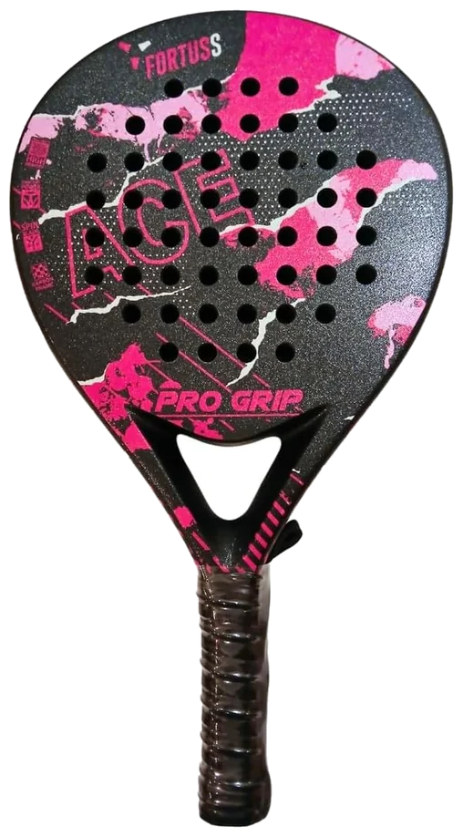 راکت پدل فورتوس تمام‌کربن مکس گریت اشک‌شکل صورتی مشکی - FORTUSS Max Grit Teardrop Pink