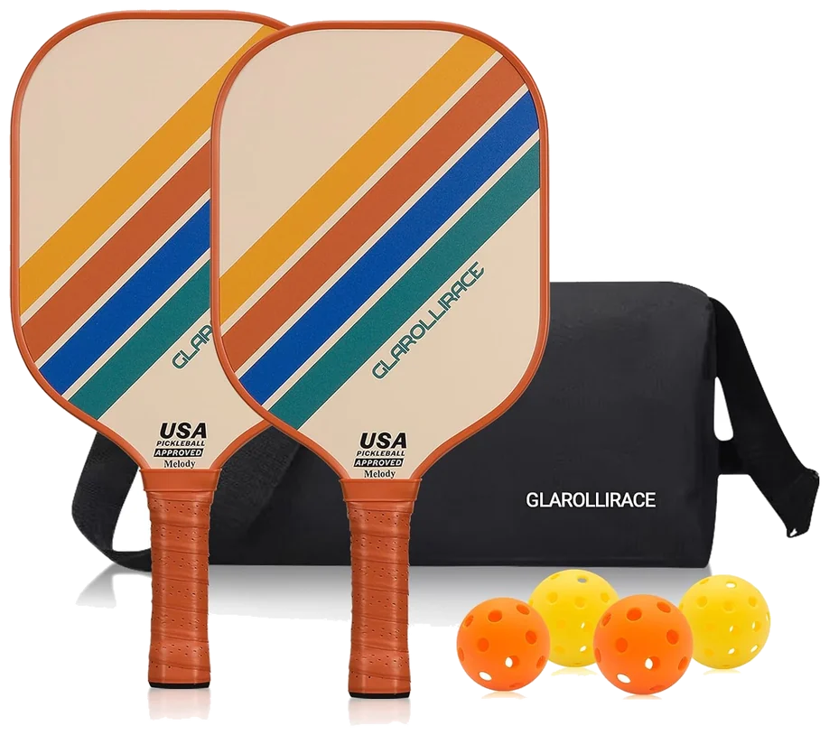 ست راکت پیکل‌بال گلارولیریس چوبی و فایبرگلاس با ۴ توپ - Glarollirace Wood Set