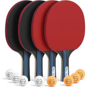 ست چهار عددی راکت پینگ‌پنگ گلیمنیس با ۸ توپ و کیف - Glymnis Set of 4