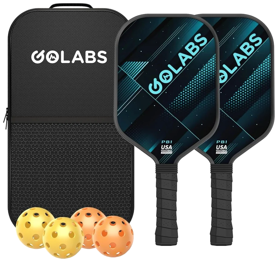 ست دو عددی راکت پیکل‌بال گولبز آبی با ۴ توپ و ساک - Golabs Set of 2