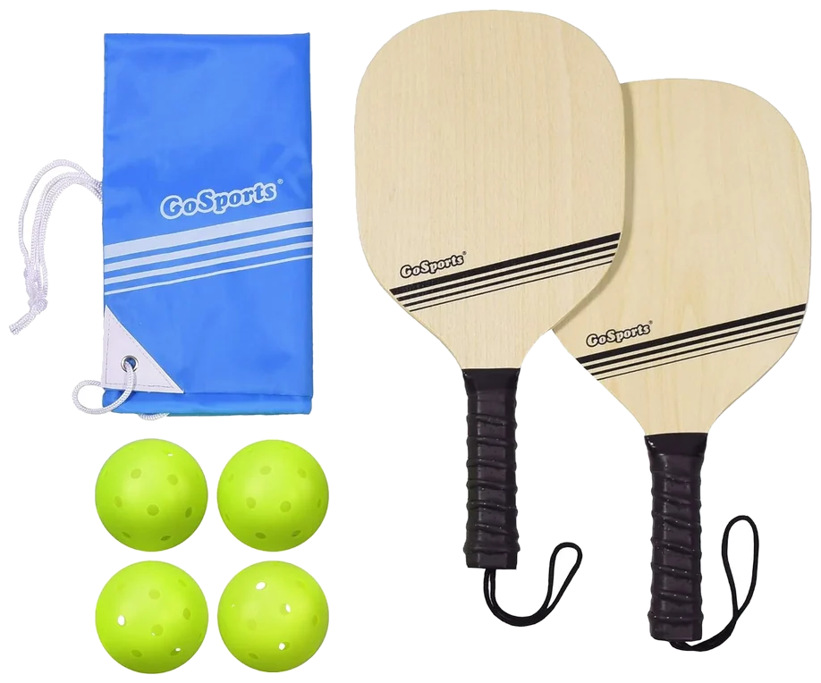ست شروع راکت پیکل‌بال چوبی گو اسپورتس با ۴ توپ و کوله - GoSports Wood Starter