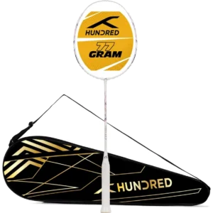 راکت بدمینتون هاندرد اتمیک ایر ۷۷ کربن سفید سرمه‌ای - HUNDRED Atomic Air 77