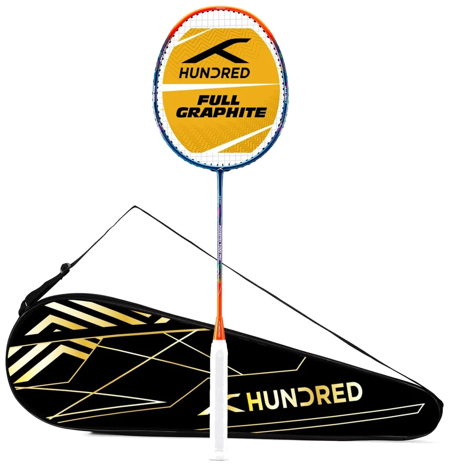 راکت بدمینتون هاندرد پاورتک ۱۰۰۰ پرو گرافیت زه‌کشی‌شده با کاور - HUNDRED Powertek 1000 Pro Strung