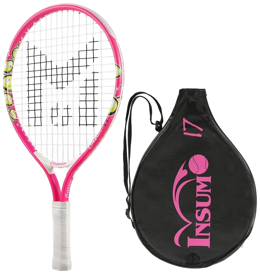 راکت تنیس خردسالان اینسام ۱۷ اینچ صورتی طرح گل و پروانه - INSUM Kids Tennis 17 Pink Flower