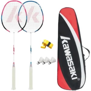 ست دو عددی راکت بدمینتون کاوازاکی گرافیت سفید حرفه‌ای - Kawasaki Graphite Set of 2