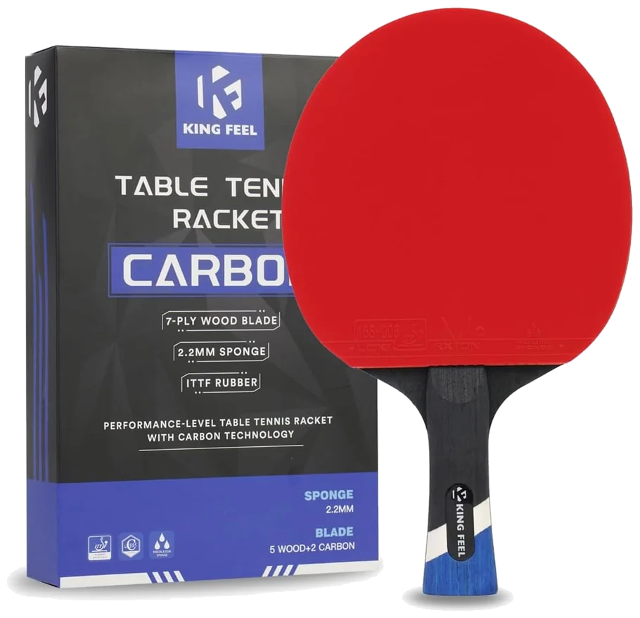 راکت پینگ‌پنگ کینگ‌فیل کربن با تیغهٔ ۷ لایه قرمز - KINGFEEL Carbon 7-Ply