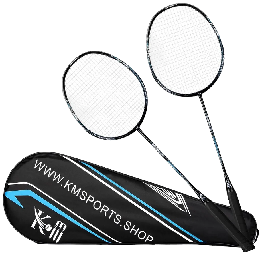 ست دو نفرهٔ راکت بدمینتون کی‌ام اسپورتس کربن با کاور - KM Sports 2 Player Carbon Set
