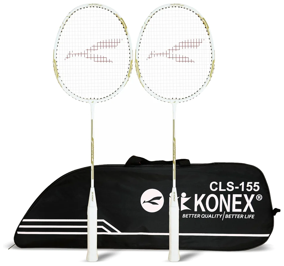 راکت بدمینتون کونکس آلومینیومی سفید با کاور کامل - Konex Aluminium