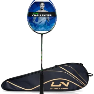 راکت بدمینتون لینینگ چلنجر بوست گرافیت زهکشیشده مشکی آبی - Li-Ning Challenger Boost