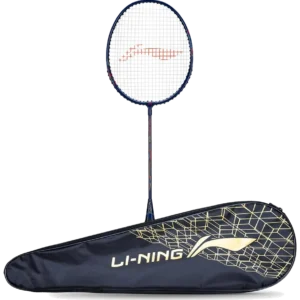 راکت بدمینتون لی‌نینگ مگا پاور آلومینیومی مشکی طلایی با کاور - Li-Ning Mega Power