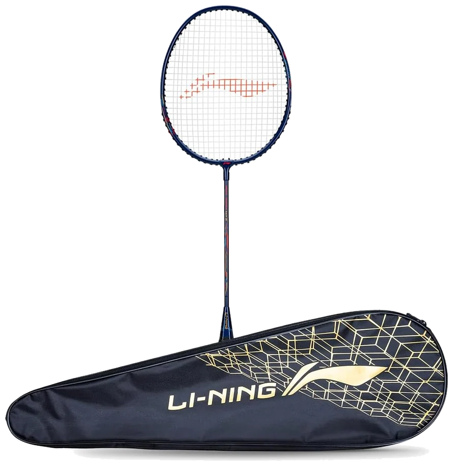 راکت بدمینتون لی‌نینگ مگا پاور آلومینیومی مشکی طلایی با کاور - Li-Ning Mega Power