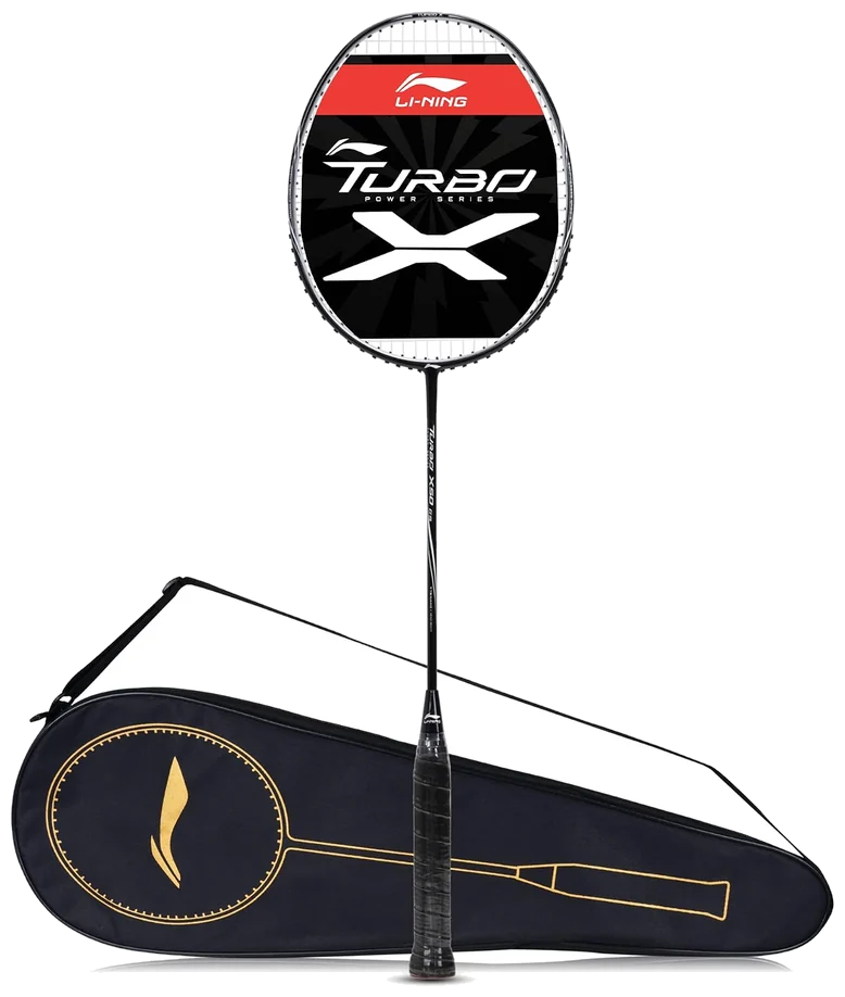 راکت بدمینتون لی‌نینگ توربو کربن زه‌کشی‌شده مشکی سفید - Li-Ning Turbo Strung