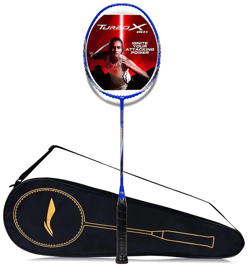 راکت بدمینتون لی‌نینگ توربو ایکس ۳ کربن زه‌کشی‌شده آبی نقره‌ای - Li-Ning Turbo X III