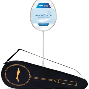 راکت بدمینتون لی‌نینگ ویند لایت ۲ گرافیت زه‌کشی‌شده سفید طلایی - Li-Ning Wind Lite II
