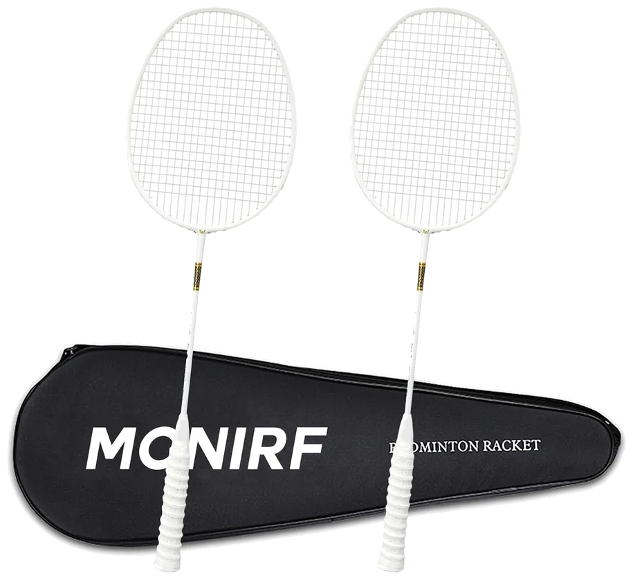 ست دو عددی راکت بدمینتون مونیرف کربن ۴U سفید ۸۰ گرم - monirf 4U Carbon Set of 2