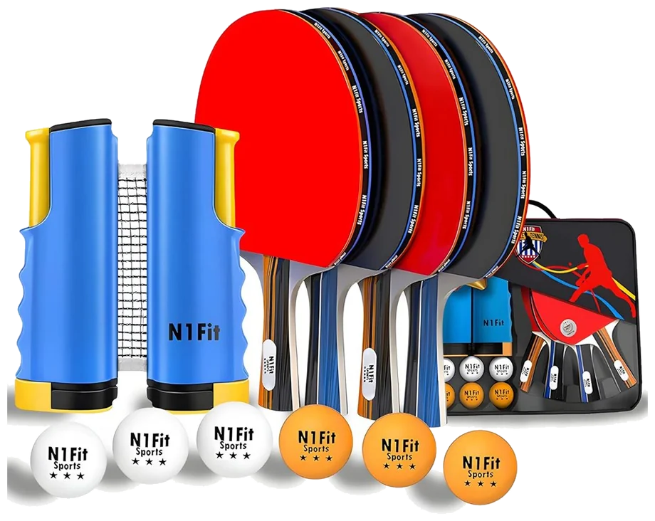 ست چهار عددی راکت پینگپنگ انوانفیت با تور و ۶ توپ - N1Fit Set of 4