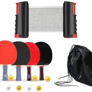 ست راکت پینگ‌پنگ ان‌سی با ۴ راکت، ۷ توپ و تور - NC Portable Table Tennis Set