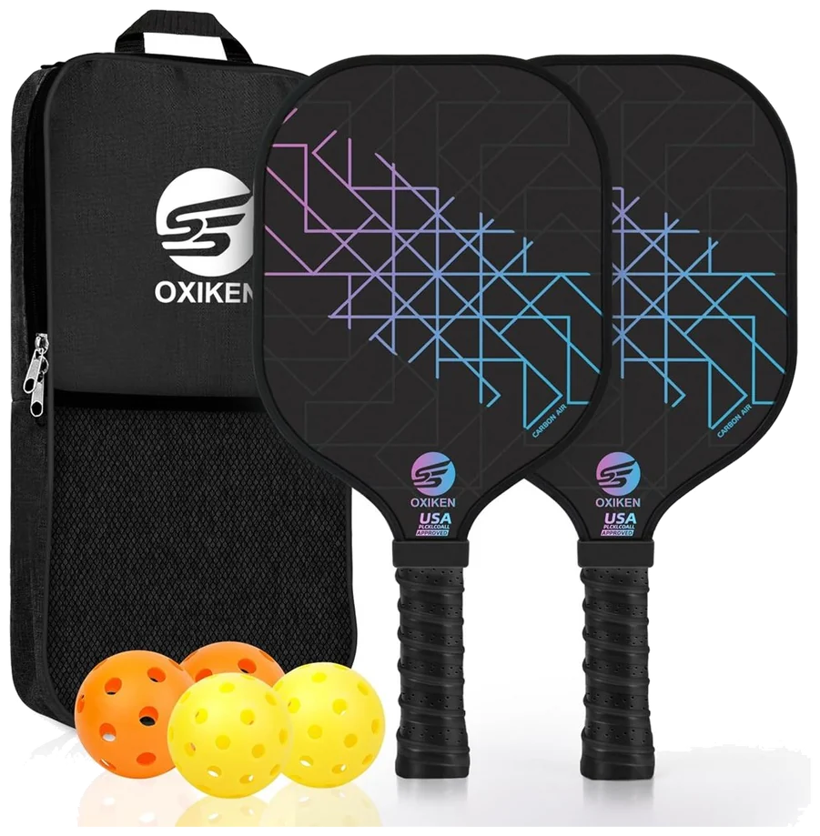 ست دو عددی راکت پیکل‌بال اکسیکن کربن CHS طرح راه‌راه - OXIKEN Carbon Set of 2
