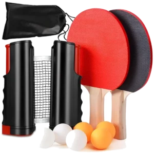 ست راکت پینگپنگ قابل حمل با تور جمعشونده و توپ - Portable Ping Pong Set with Net