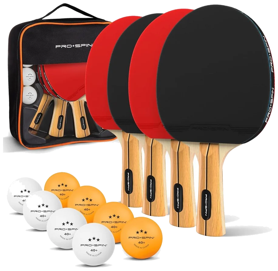 ست چهار نفرهٔ راکت پینگ‌پنگ پرو اسپین با توپ ۳ ستاره - PRO-SPIN 4 Player Set