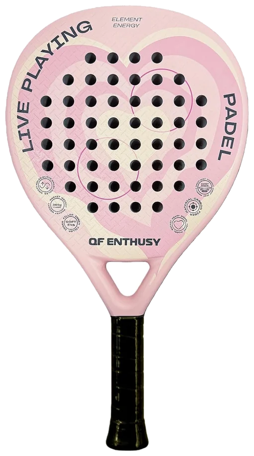 راکت پدل کیو‌اف انتوزی کربن فرم اشکی صورتی - QF Enthusy Carbon Teardrop Pink