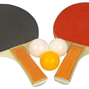ست دو عددی راکت پینگ‌پنگ چوب یکپارچه با ۳ توپ - Solid Wood Table Tennis Set