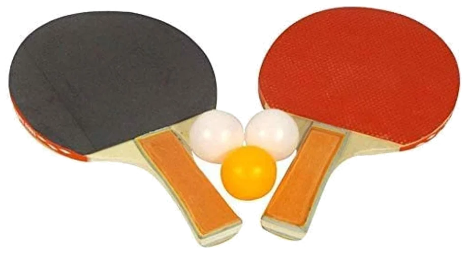 ست دو عددی راکت پینگپنگ چوب یکپارچه با ۳ توپ - Solid Wood Table Tennis Set