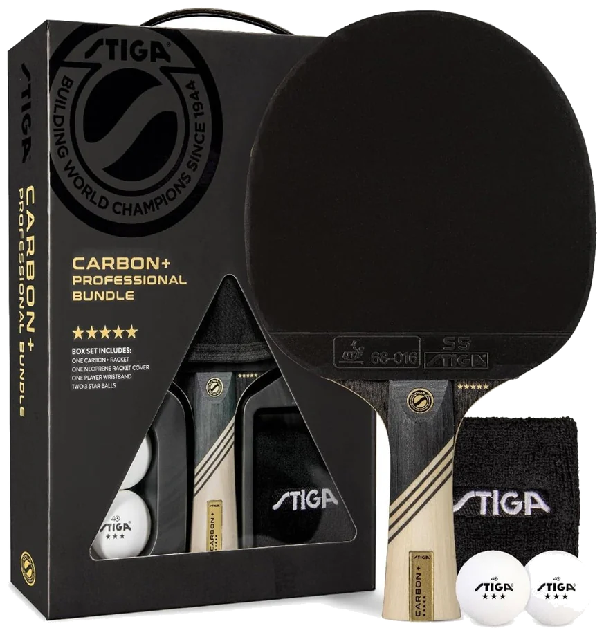 ست راکت پینگ‌پنگ استیگا کربن پلاس تیغهٔ ۷ لایه - STIGA Carbon+ Bundle