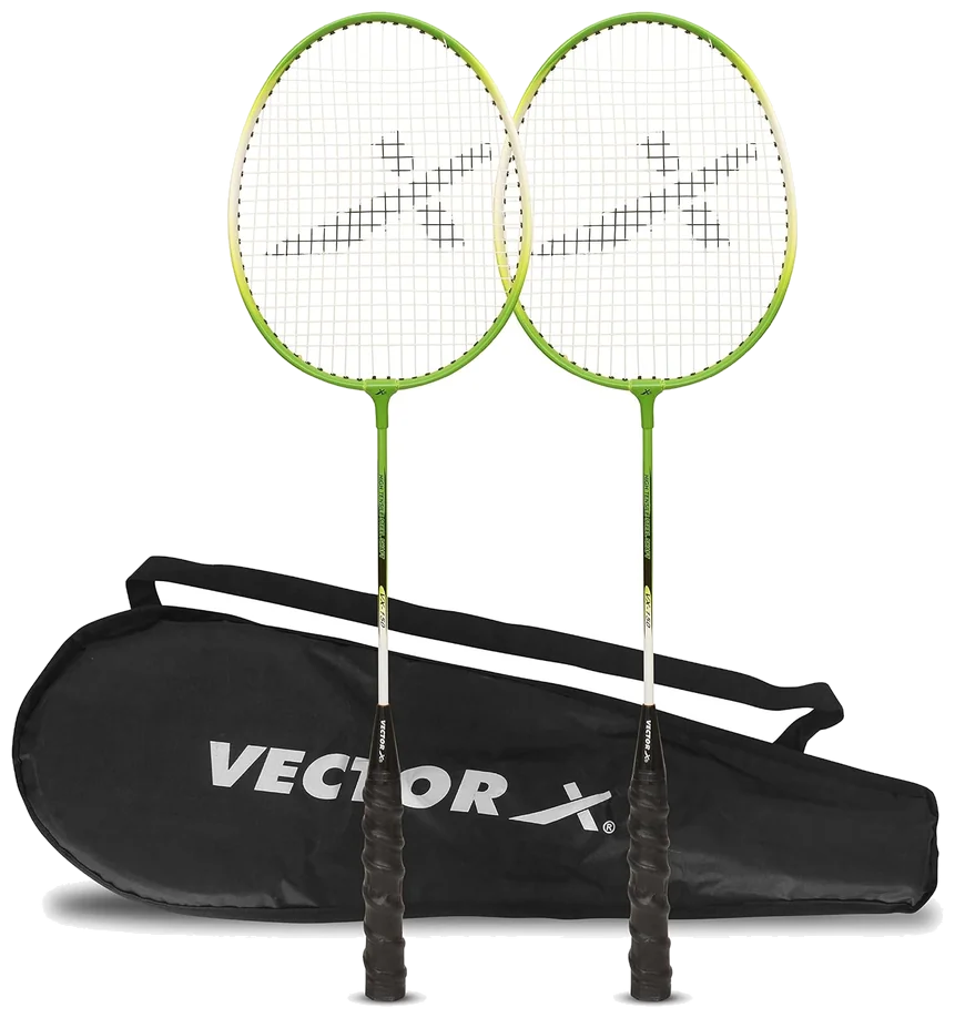ست دو عددی راکت بدمینتون وکتور ایکس VXB-150 سبز با کاور - Vector X VXB-150 Set of 2
