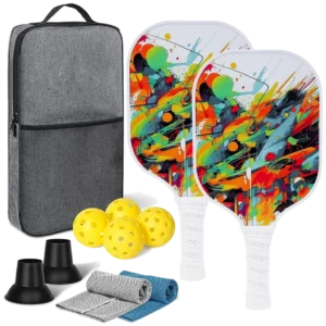 ست دو عددی راکت پیکل‌بال ورکپم طرح گرافیتی با ۴ توپ و حوله - vercapm Set of 2
