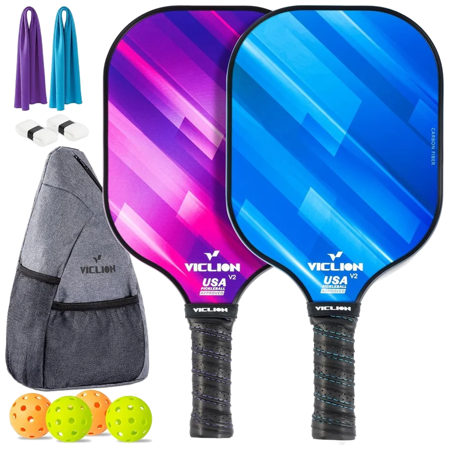 ست دو عددی راکت پیکل‌بال ویک‌لاین کربن آبی بنفش - VICLION Carbon Set of 2
