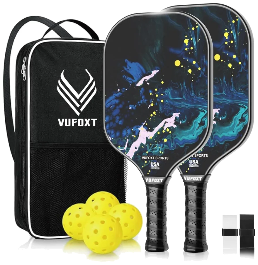 ست دو نفرهٔ راکت پیکل‌بال وفوکست کربن پهن - VUFOXT Carbon Set 2 Players
