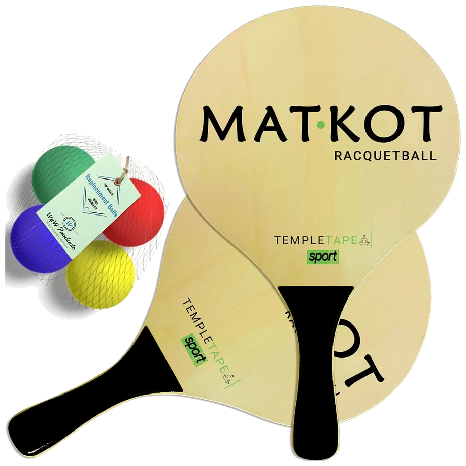 ست راکت بیچ پدل‌بال چوبی W4W کادیما (۲ راکت + ۴ توپ) - W4W Kadima Beach Paddleball Set