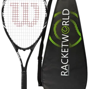 راکت تنیس بزرگسال ویلسون فدرر مشکی سفید بههمراه کاور - Wilson Federer Adult