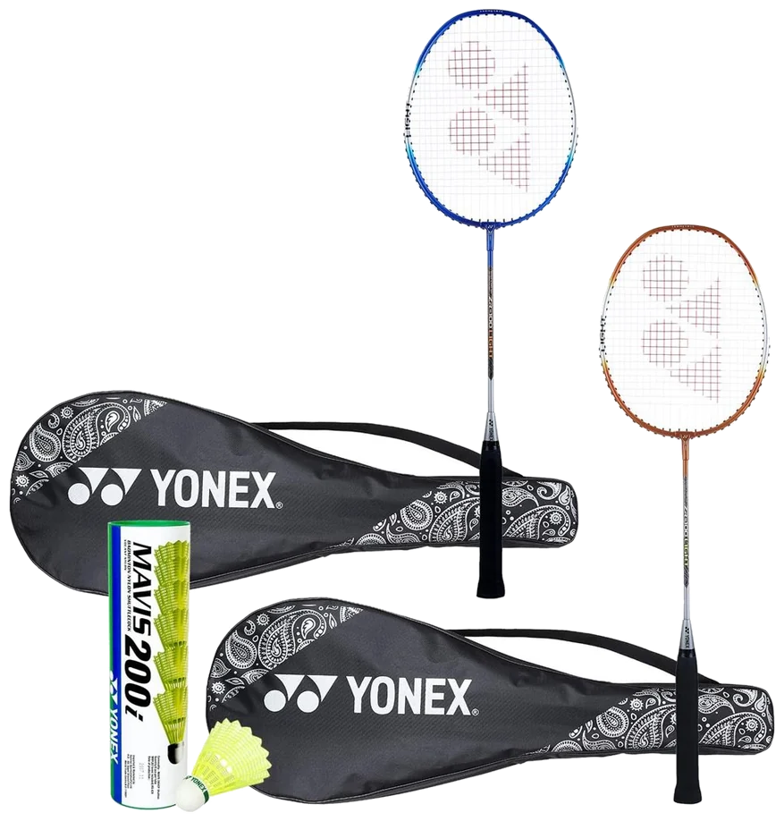 ست دو عددی راکت بدمینتون یونکس ZR 100 لایت آبی نارنجی با توپ ماویس - Yonex ZR 100 Light Combo