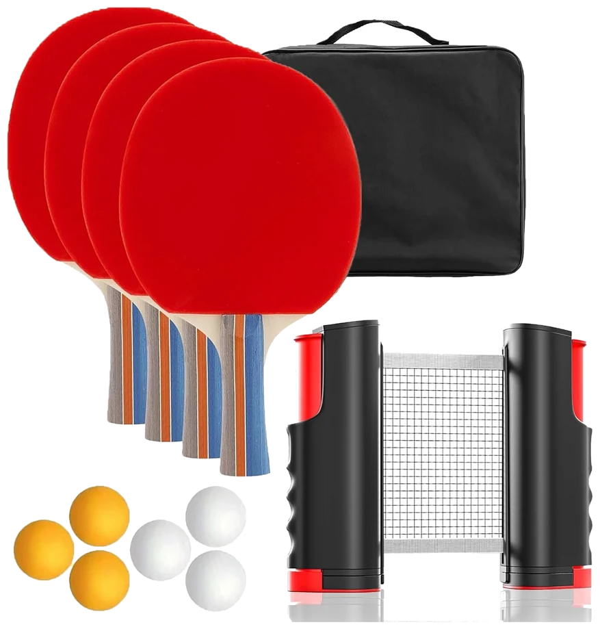 ست چهار عددی راکت پینگ‌پنگ زراویل با تور، ۶ توپ و ساک - Zeraviel All-in-One Set